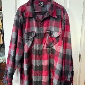 DIXXON Red and Black Plaid Casual Button Down Shirt